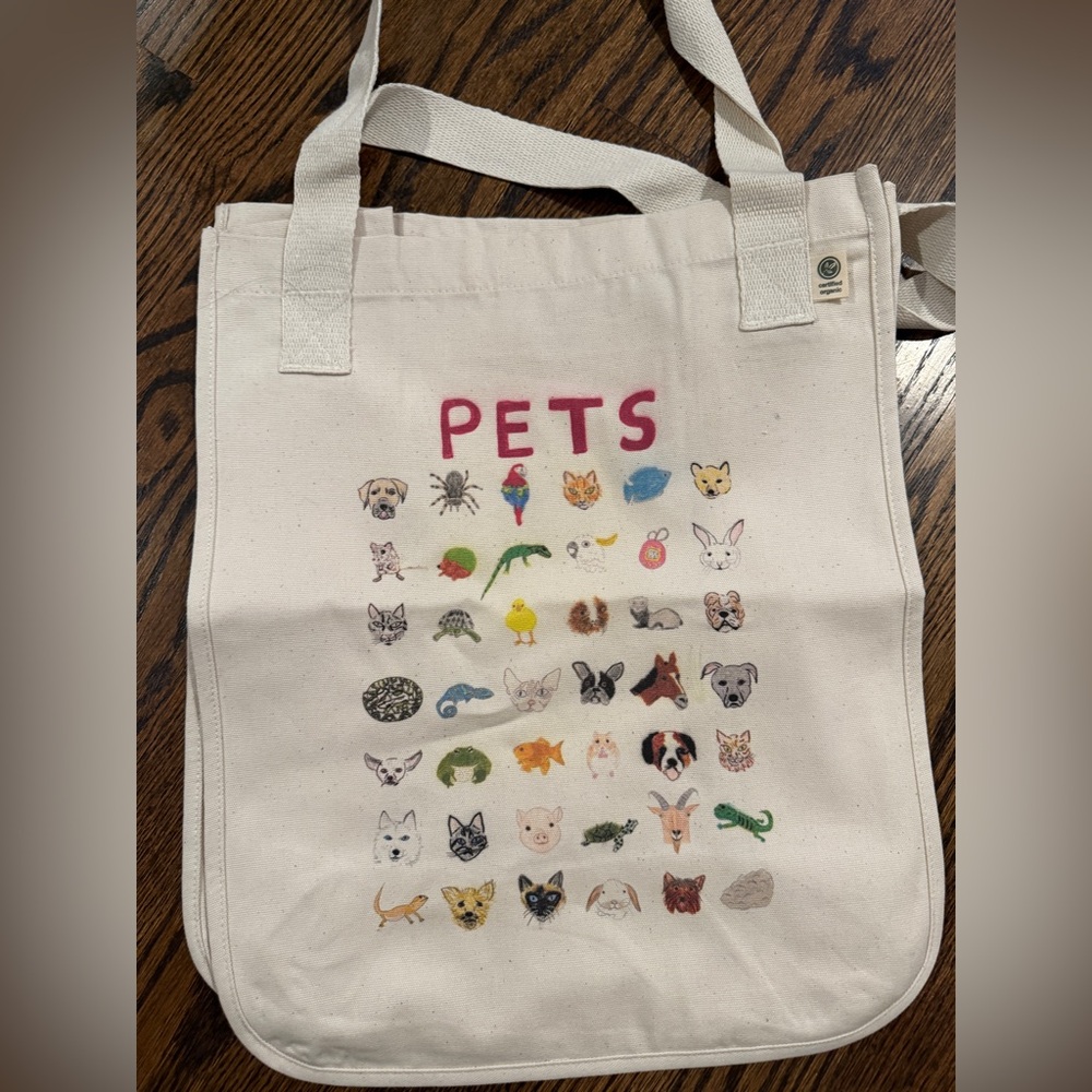 Canvas Tote Bag with Pet Illustrations